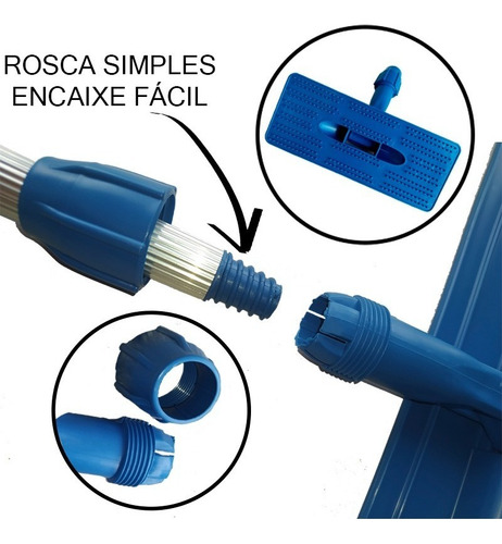 Kit Rodo Esfregão Esponja Abrasiva Lava Piso Azulejo Parede Cor Azul