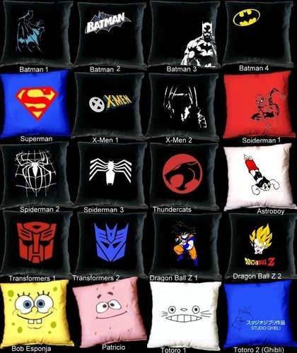Imagen 3 de 10 de Almohadones Estampas Comic Animé Naruto Pucca Batman X-men