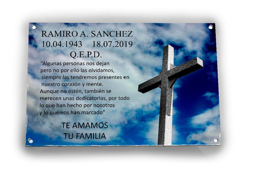 Imagen 9 de 10 de Placa Recordatoria Para Cementerio, Lapida, Nicho, 30x20cm.