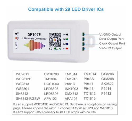 Imagem 3 de 6 de 2 Controladora Sp107e Bluetooth Led Ws2811 Ws2812 Vu Paredao