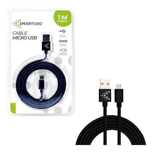 Cable Micro Usb Smart&go 1m Negro