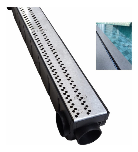 Ralo Linear Oculto Invisível 7x100 Cm Inox Seca Area Piscina