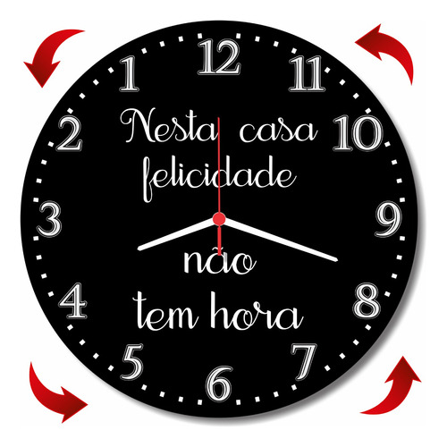 Relogio Parede Invertido Horario Maluco Frase Felicidade