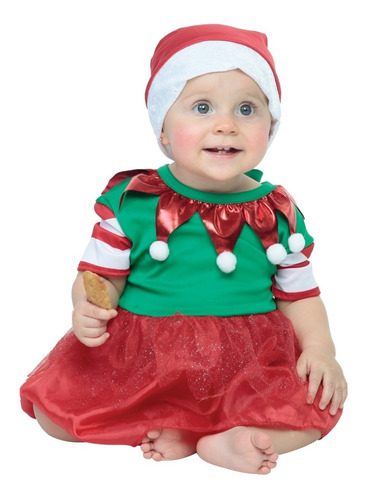 Disfraz Navideño Para Bebe Baby Elfo Talla 6 A 12 Meses 