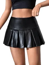 Comprar Falda Tableada Engomada Cuerina Tiro Bajo Y2k