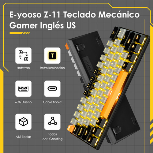 // Terport 65% Teclado Gamer Español Z11 Con Keycaps