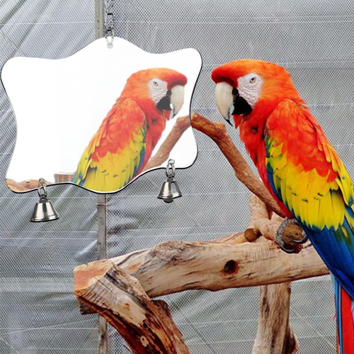 Espejo De Jaula De Pájaros Espejo Cacatúa Grande Con Cascabe