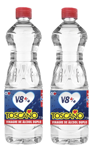 2x Vinagre Alc V8 Toscano 8% Acidez 2x750ml