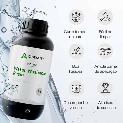 Resina Creality Halot Lavável P/ Impressora 3d Lcd 1kg Cinza