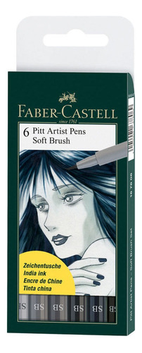 Canetas Pitt Brush Faber-castell -6 Tons De Cinza Ref 167806