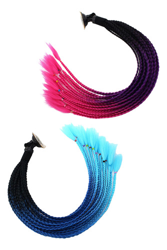 2 Pcs 55cm Capacete De Cabelo Pigtail Gradient Rabo De