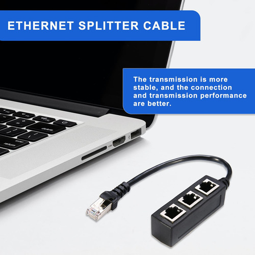 Cable Divisor Ethernet Rj45, 1 Lan Macho A 3 Hembras