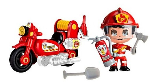 Pinypon Action Moto Bombero Con Figura Y Accesorios