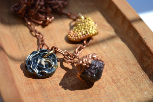 Imagen 4 de 10 de Collar Minimalista De Granate Con Cadena De Cobre, Cod1