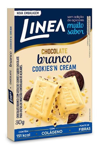 Chocolate Branco Linea Cookies N' Cream Zero Açúcar 30g