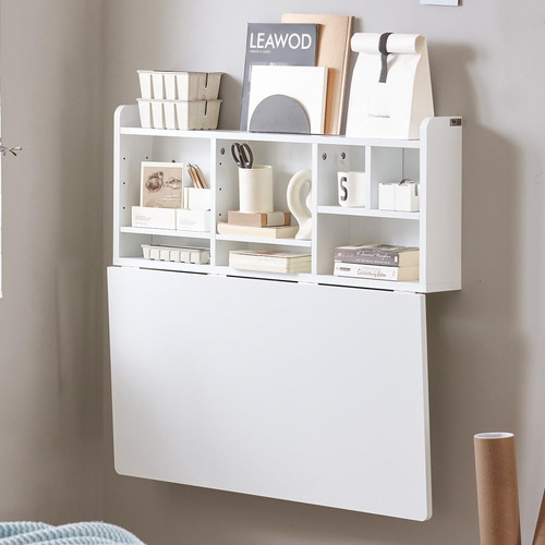 Escritorio De Pared Plegable Multifuncional Para Computadora Blanco