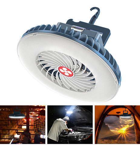 Mini Ventilador De Campismo Luminária Portátil Barraca Recar