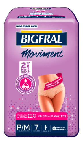 Kit 4 Pct Bigfral Roupa Intima Moviment Feminina P/m7 G/xg7