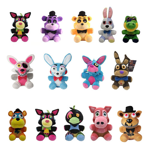 Pack 14 Felpa Fnaf Chica Bonnie Freddy Foxy Con Bolsa Color 14pcs