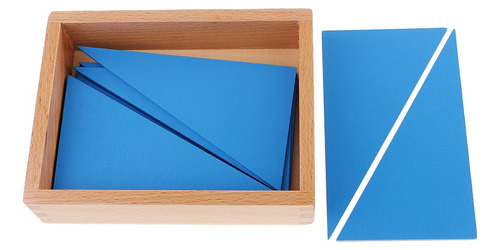 Montessori Triángulos Azules Con Caja De Madera Material