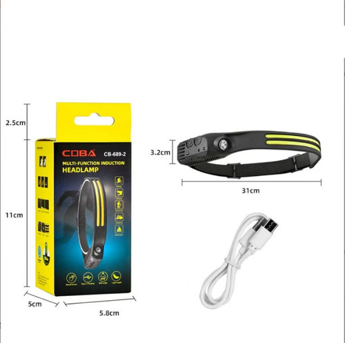 Lámpara De Cabeza Carga Usb Inducción Destello