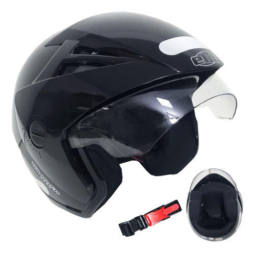 Capacete Motoqueiro Ebf Thunder Aberto Preto Brilho Tam 60