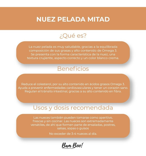 Imagen 2 de 5 de Nuez Pelada Mitad 700 Gr. Bam Boo! Lifestyle