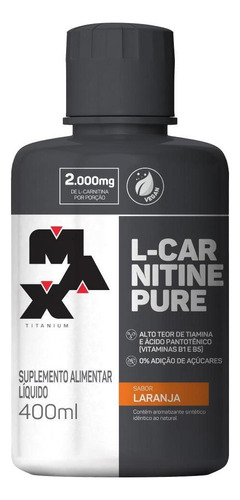 L-carnitine Pure 400ml Açai Com Guaraná Max Titanium Sabor Laranja