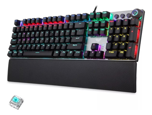 Aula-teclado Mecánico F2088 Videojuegos,  Inte. Azul Esp.