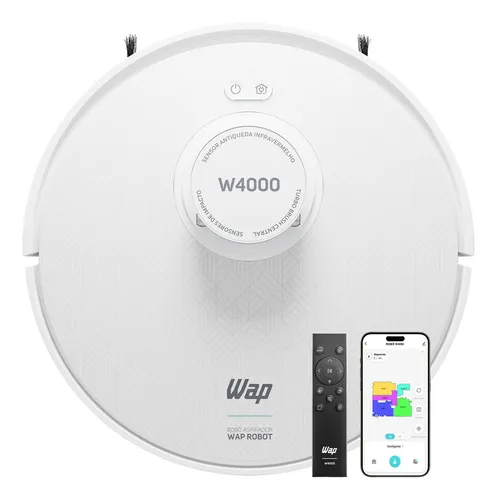 Robô Aspirador De Pó Wap Robot W4000 - Estação Autolimpante, Mapeamento Lds 360°, Passa Pano Com Mop Giratório