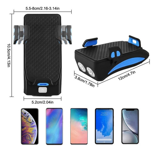 4 Em 1 Farol Bicicleta Suporte Celular Power Bank Buzina