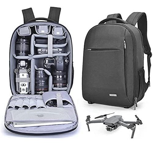 Mochila De Camara Gris Dslr + Bolsillo Laptop 15.6