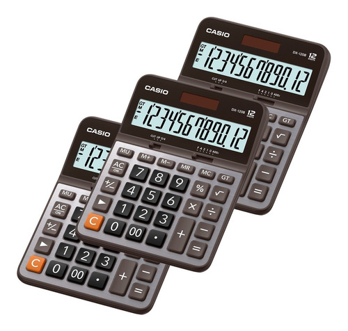 Calculadora De Escritorio Casio Dx-120b Gris 3 Piezas