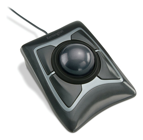 Raton Trackball Cable Optico Negro