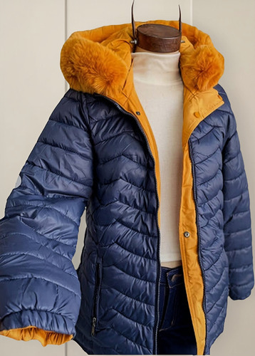 Parka Reversible Mujer Con Capucha Desmontable Y Abrigo
