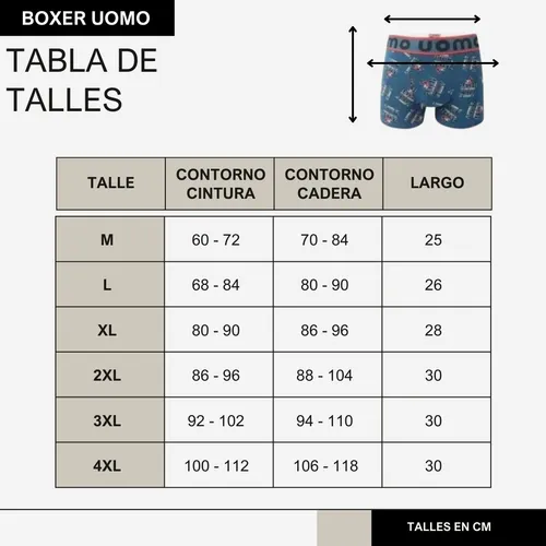 Tabla de talles de boxer hotsell
