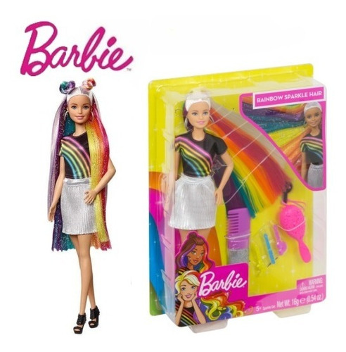 Imagen 1 de 8 de Barbie Peinado De Arcoíris  Brillante Muñeca Barbie Original