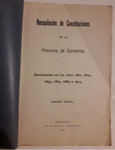 Recopilación De Constituciones De La Provincia De Corrientes