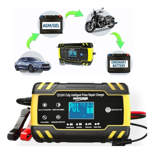 Imagen 1 de 3 de Cargador Inteligente Batería Autos Camionetas Motos 12v 24v