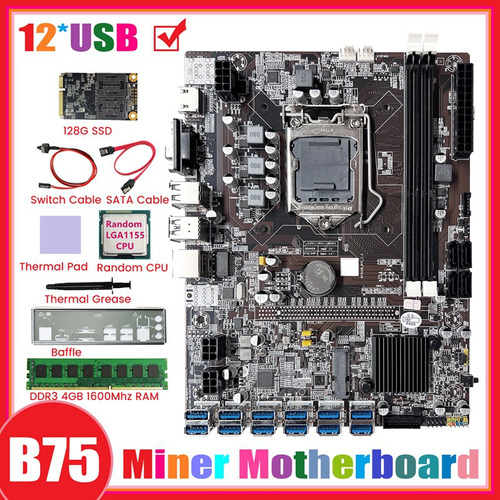 Placa Base B75 De 12 Gpu Para Minería Btc+cpu Aleatoria+ddr3