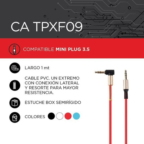 Cable Audio Miniplug 3.5 Machos 90º Oro 1mts Titan Belgrano
