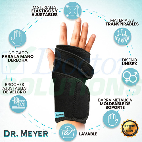Muñequera Ortopédica Dr. Meyer Con Férula Para Túnel Carpiano Para Mano Derecha