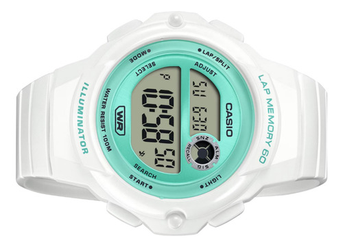Reloj Casio Dama Lws-1200h-7a3v, 60 Laps De Cronometro, Luz Negro Negro Rosa Chicle