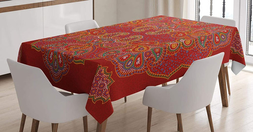 Mantel De Mandala Con Diseño Persa Marroquí, Rectangu...