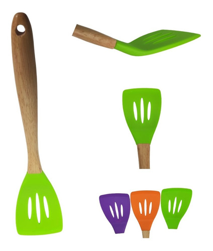 Espátula Silicona Con Mango De Madera Cocina Utensilio