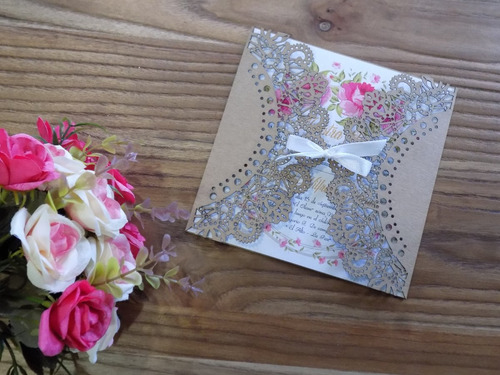 Tarjetas Caladas De Casamiento Rusticas Papel Madera Boda