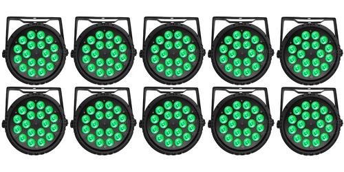 Kit 10 Canhão Refletor Par Led 18x12w Rgbw Quadriled Slim Dj