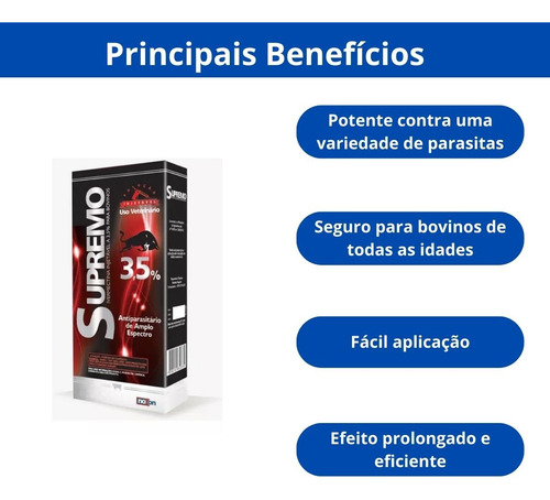 Kit 5 Unidades - Supremo Ivermectina Inj 3,5% 50ml Noxon