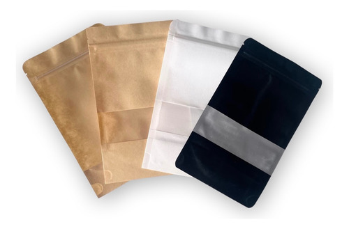 Bolsa Doypack Negras Con Cierre Y Visor (medida 12x20) Negro