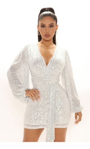 Yo) Gift Party Dress Tubinho Sleeves Puffed Sequin Luxury